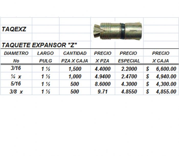 Taquete Expansor Z